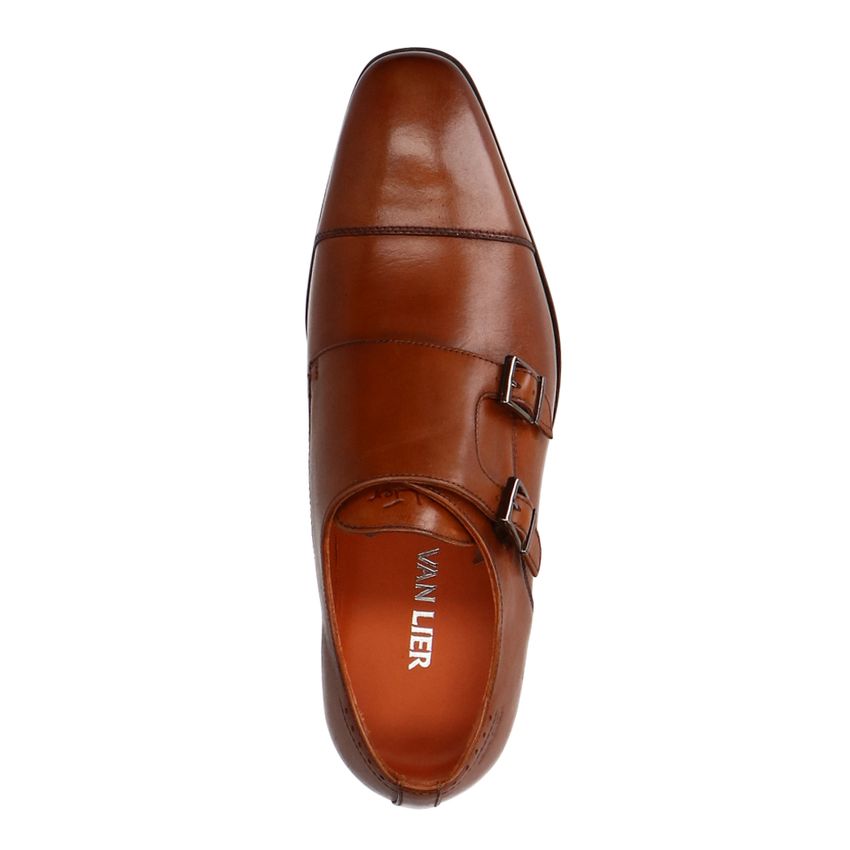 Cognac leren gespschoenen