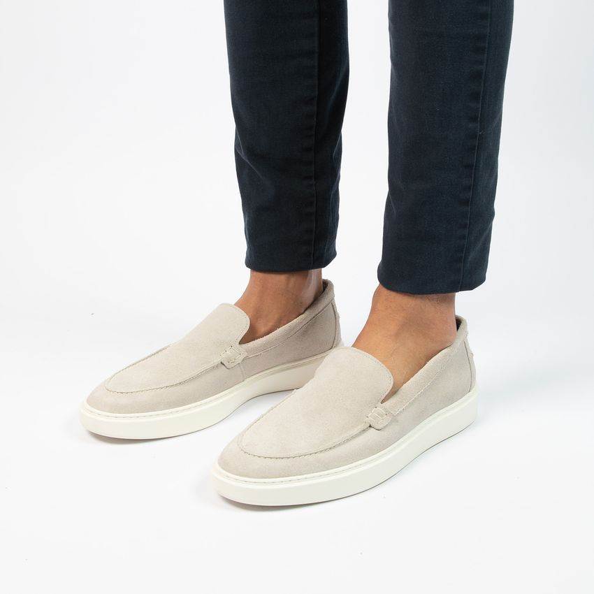 Graue Veloursleder-Loafer