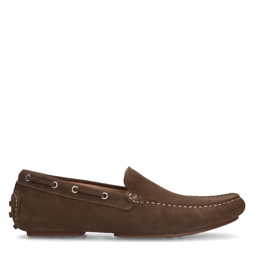 Taupefarbene Veloursleder-Loafer