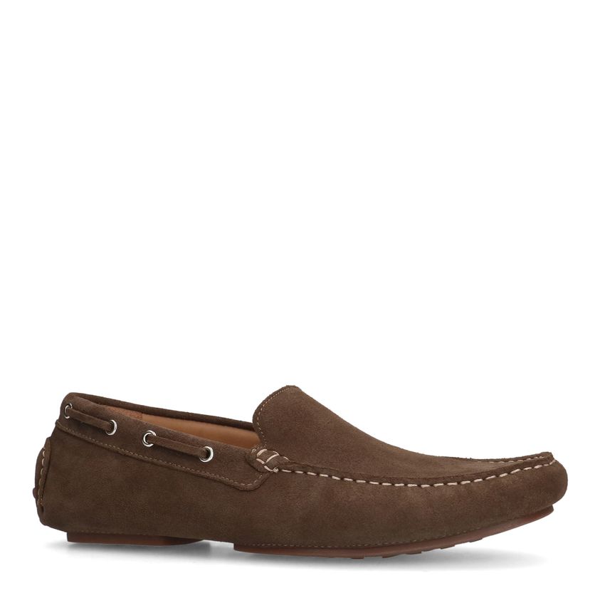 Taupefarbene Veloursleder-Loafer