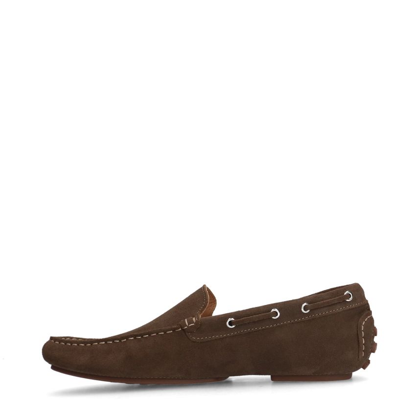 Taupefarbene Veloursleder-Loafer