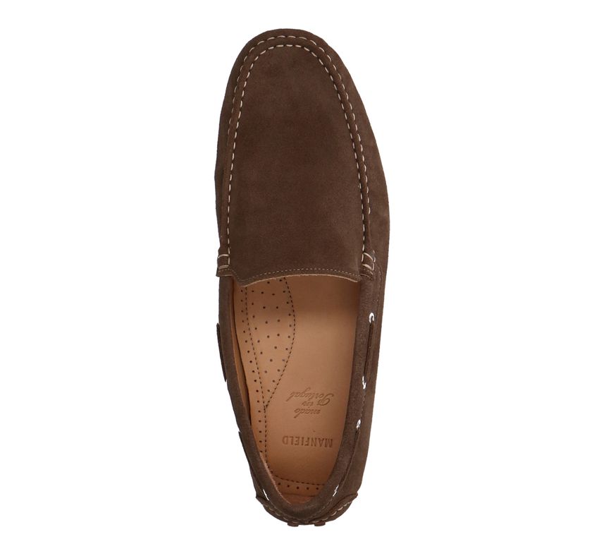 Taupefarbene Veloursleder-Loafer