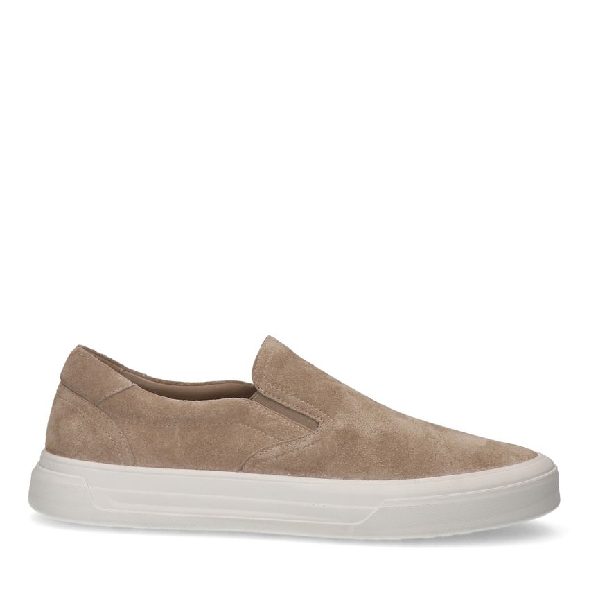 Beigefarbene Veloursleder-Loafer