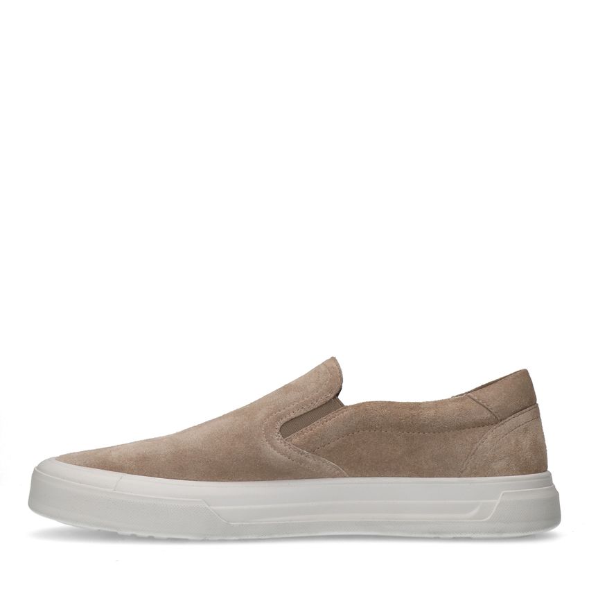 Beigefarbene Veloursleder-Loafer