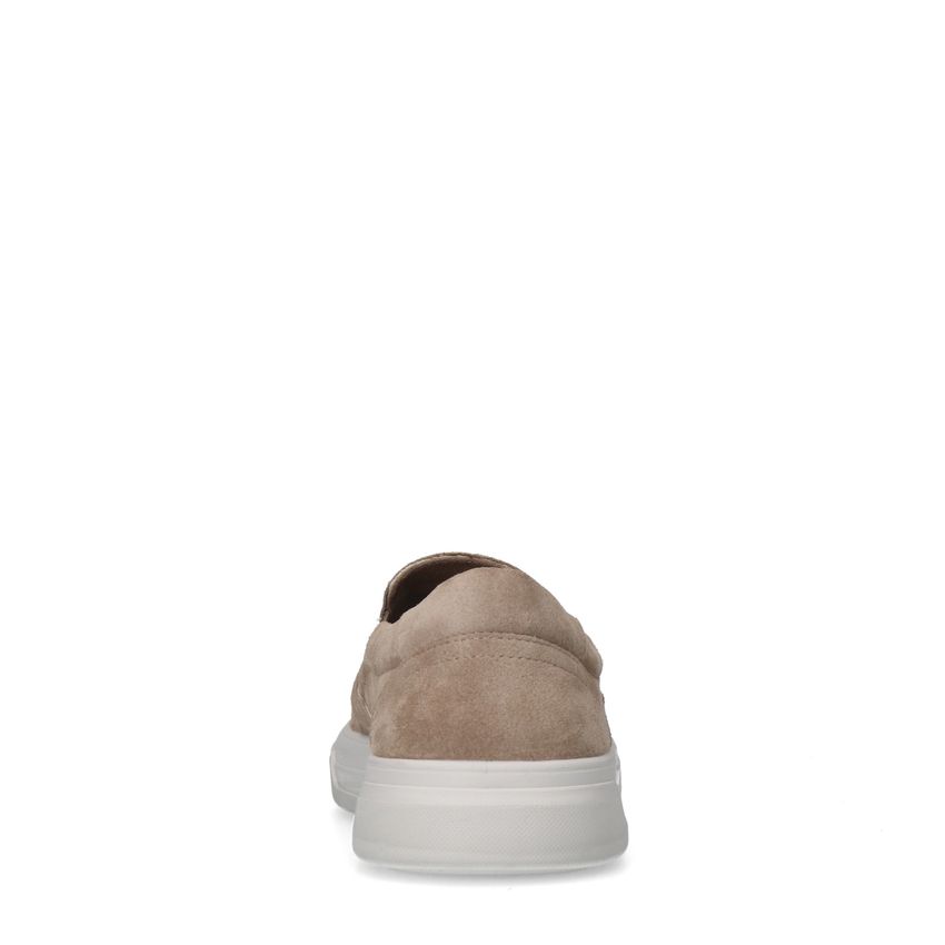 Beigefarbene Veloursleder-Loafer