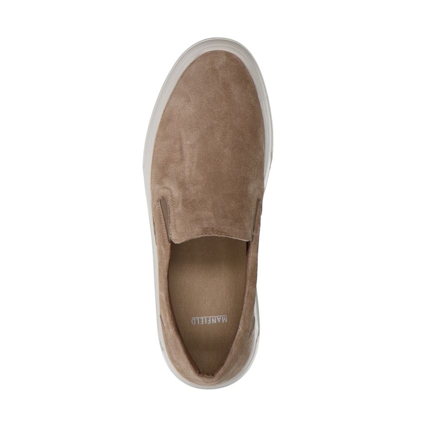 Beigefarbene Veloursleder-Loafer