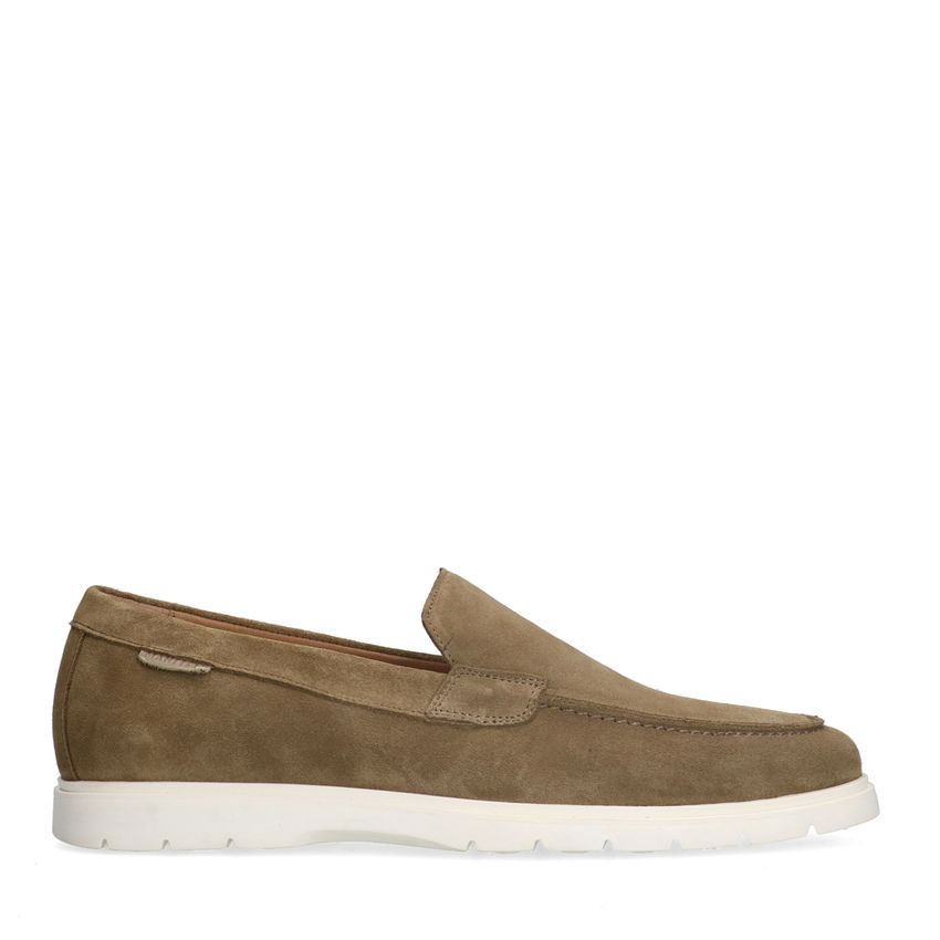 Taupefarbene Veloursleder-Loafer