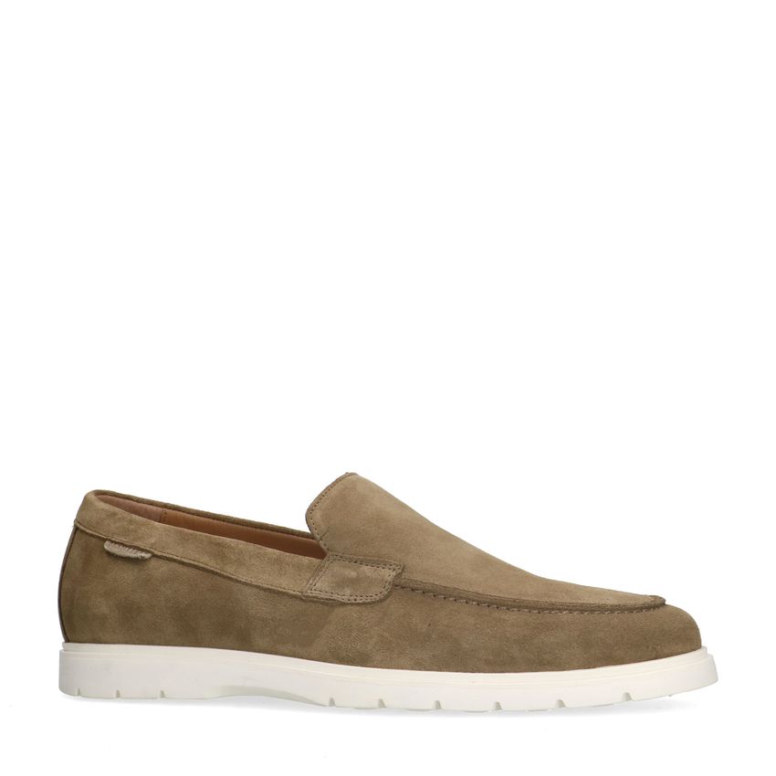 Taupefarbene Veloursleder-Loafer