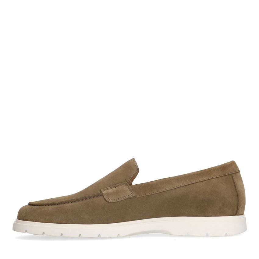 Taupefarbene Veloursleder-Loafer