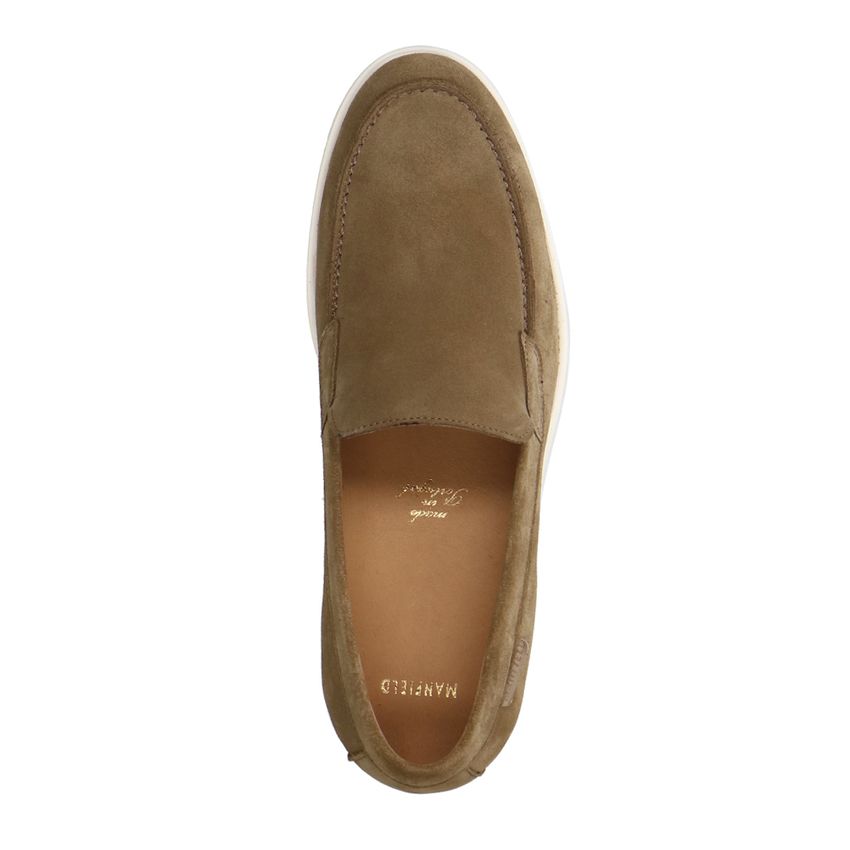 Taupefarbene Veloursleder-Loafer