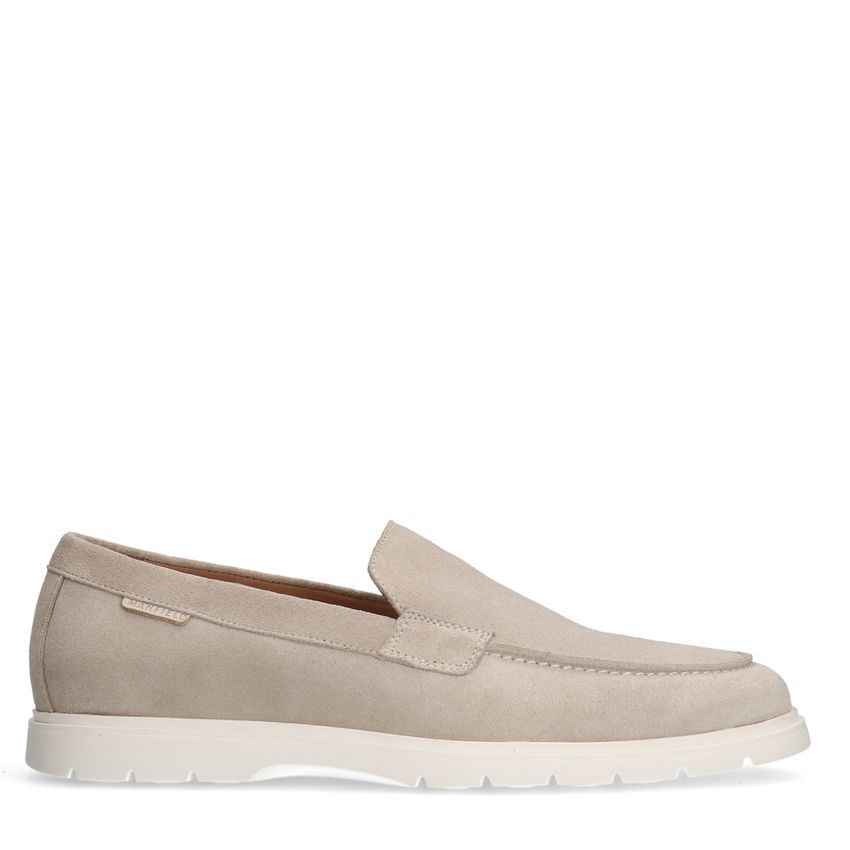 Beigefarbene Veloursleder-Loafer