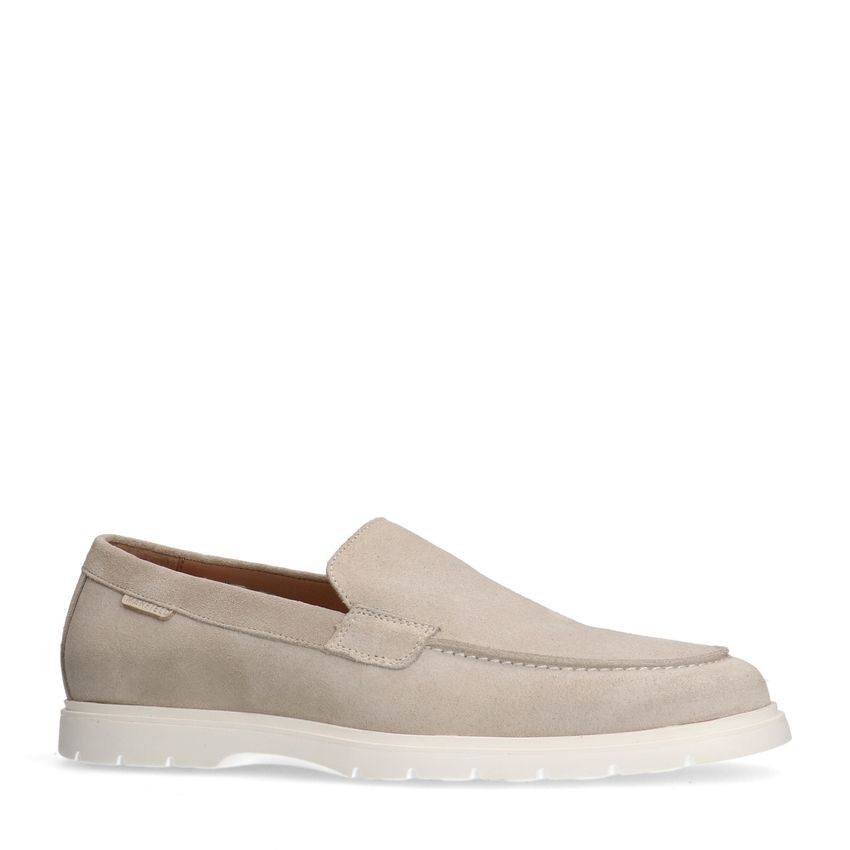 Beigefarbene Veloursleder-Loafer