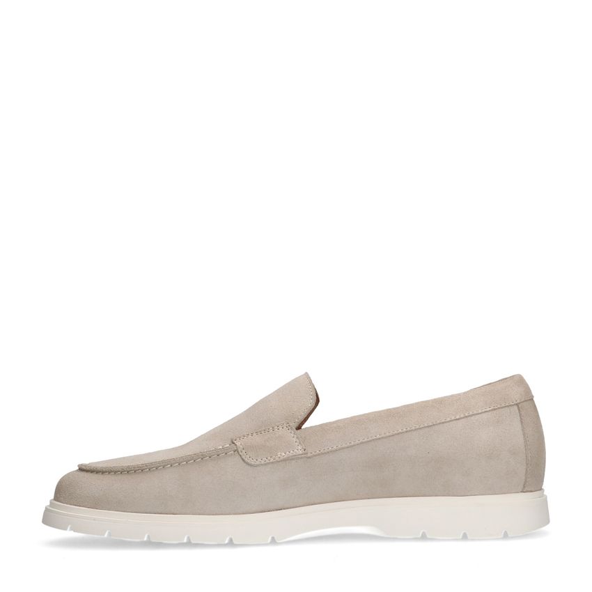 Beigefarbene Veloursleder-Loafer