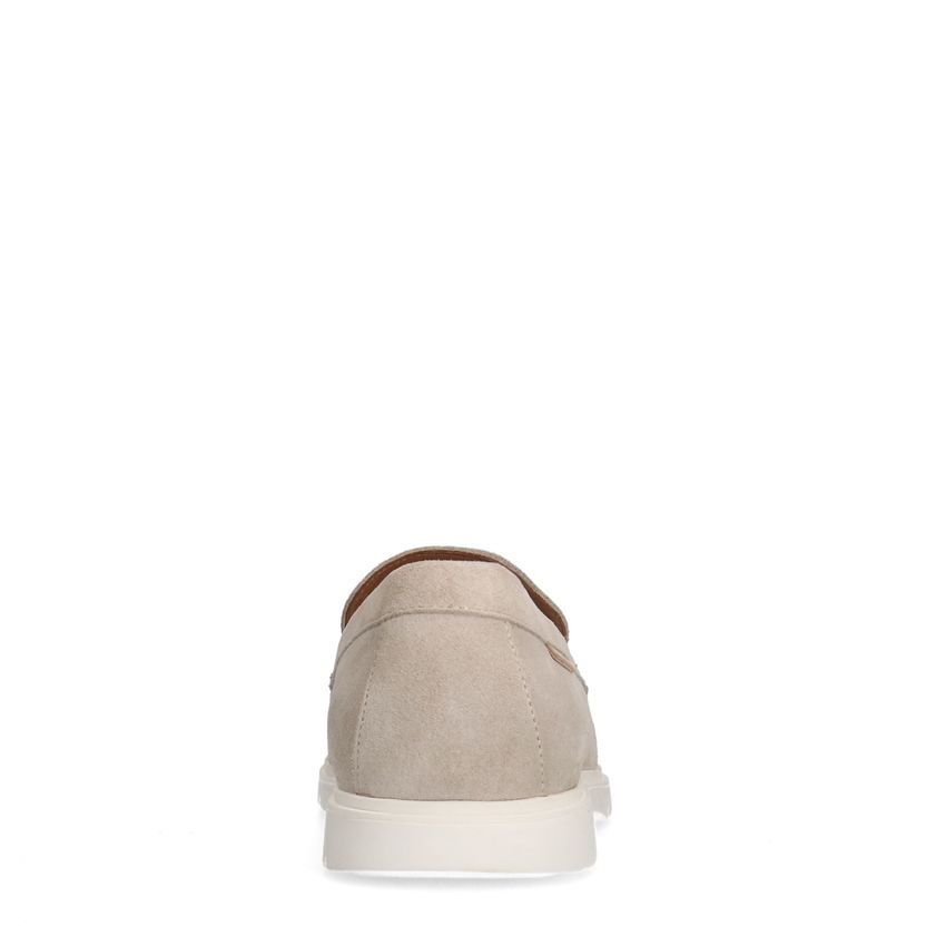 Beigefarbene Veloursleder-Loafer