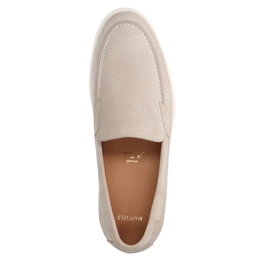 Beigefarbene Veloursleder-Loafer