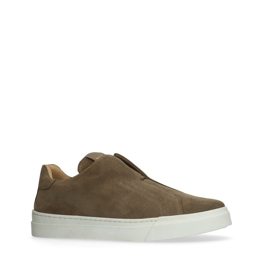 Taupefarbene Veloursleder-Loafer