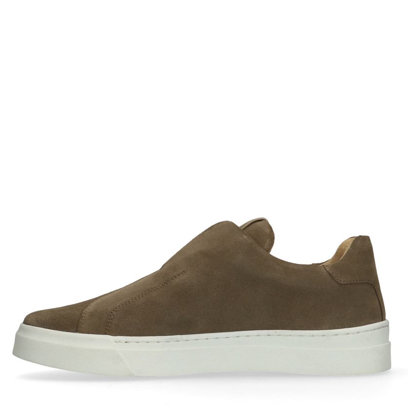 Taupefarbene Veloursleder-Loafer