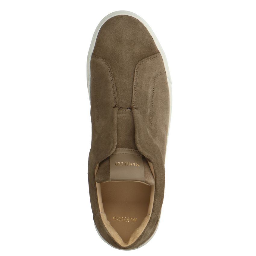 Taupefarbene Veloursleder-Loafer