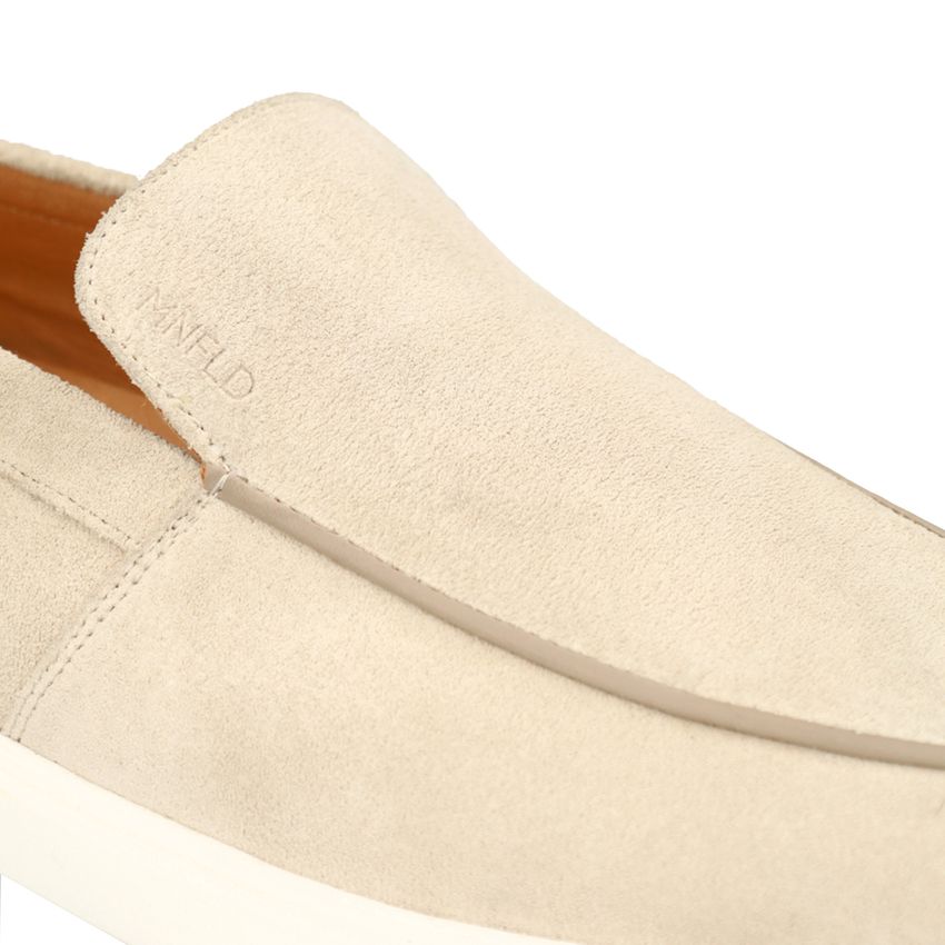 Beigefarbene Veloursleder-Loafer