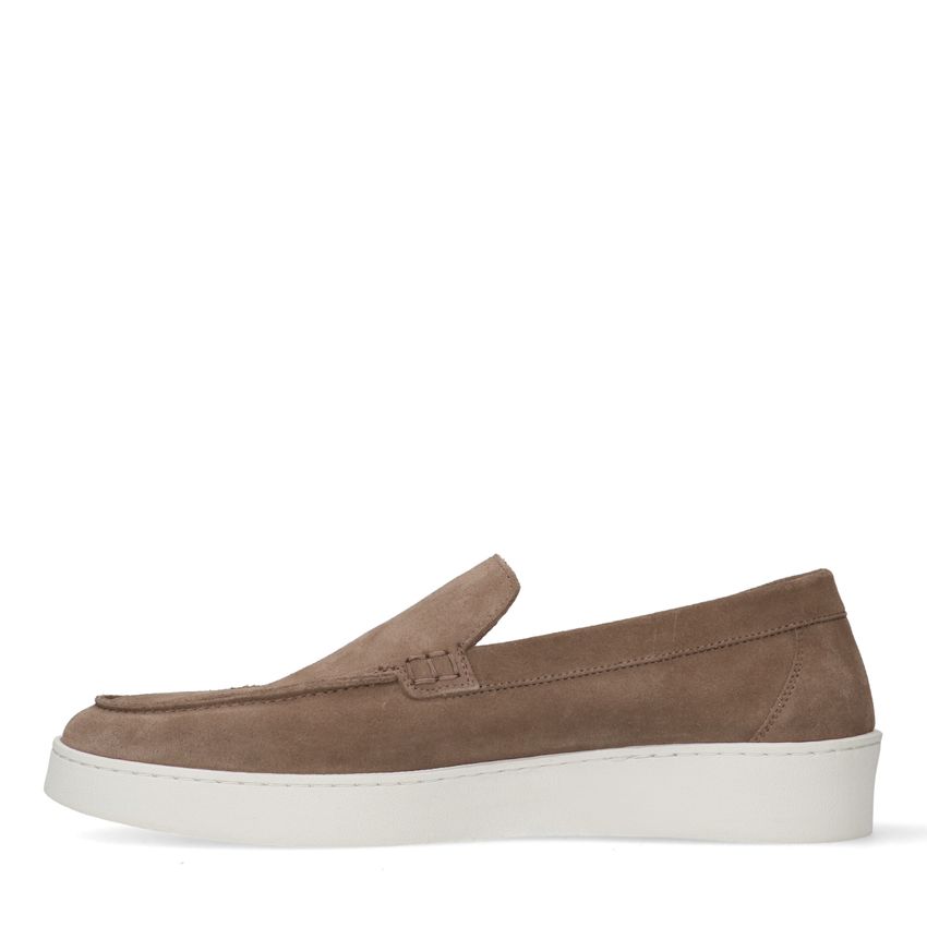 Taupefarbene Veloursleder-Loafer