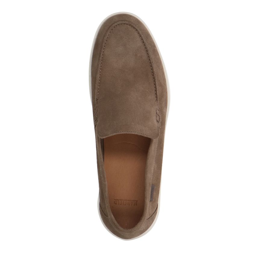 Taupefarbene Veloursleder-Loafer