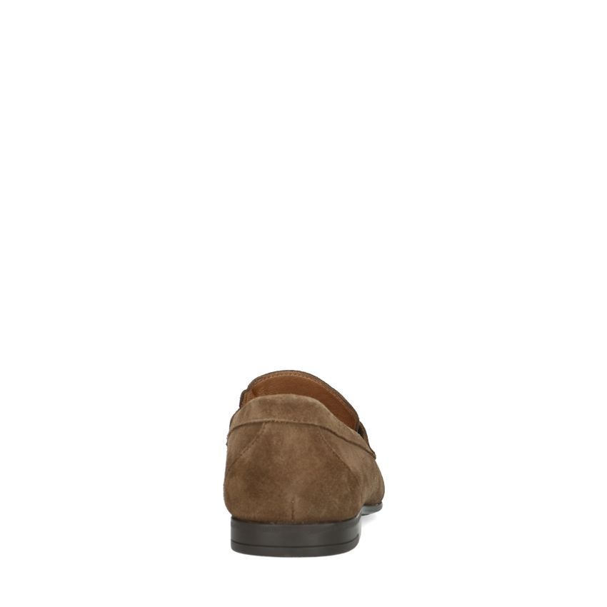 Taupefarbene Veloursleder-Loafer mit Quaste