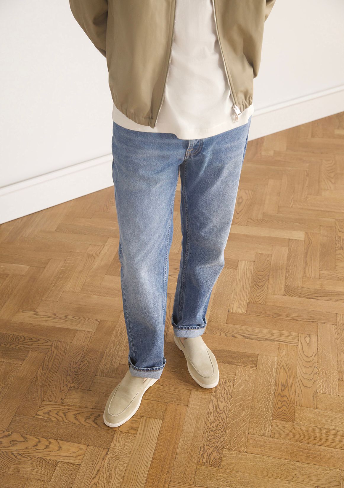 Beige suède loafers