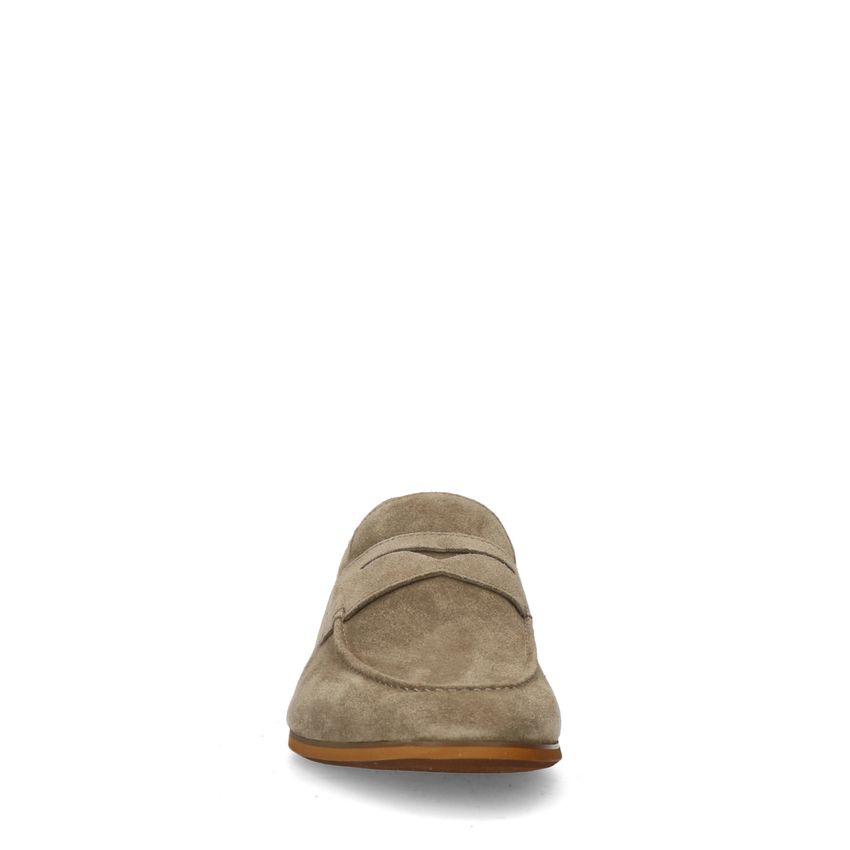 Taupefarbene Veloursleder-Loafer