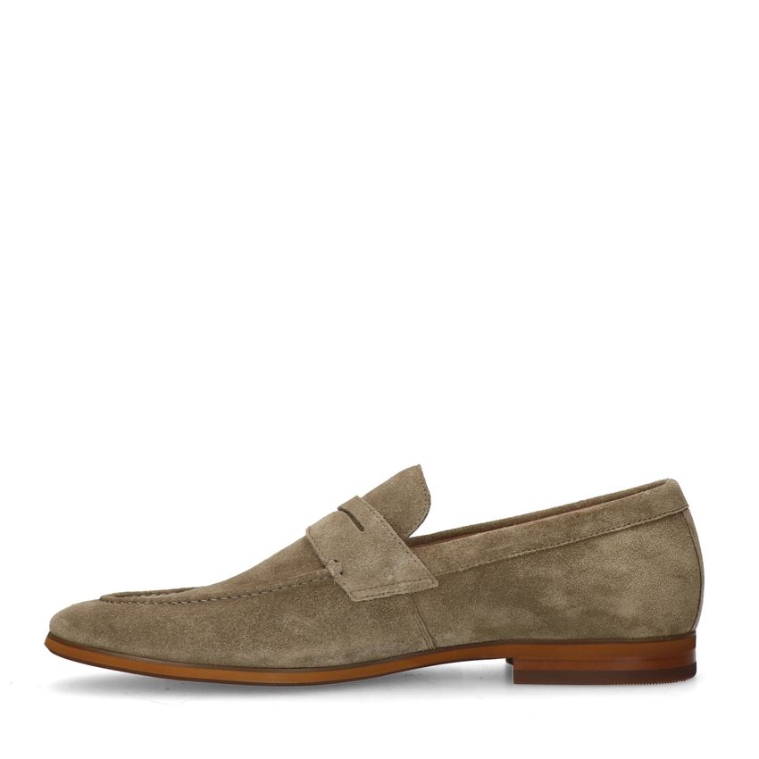 Taupefarbene Veloursleder-Loafer