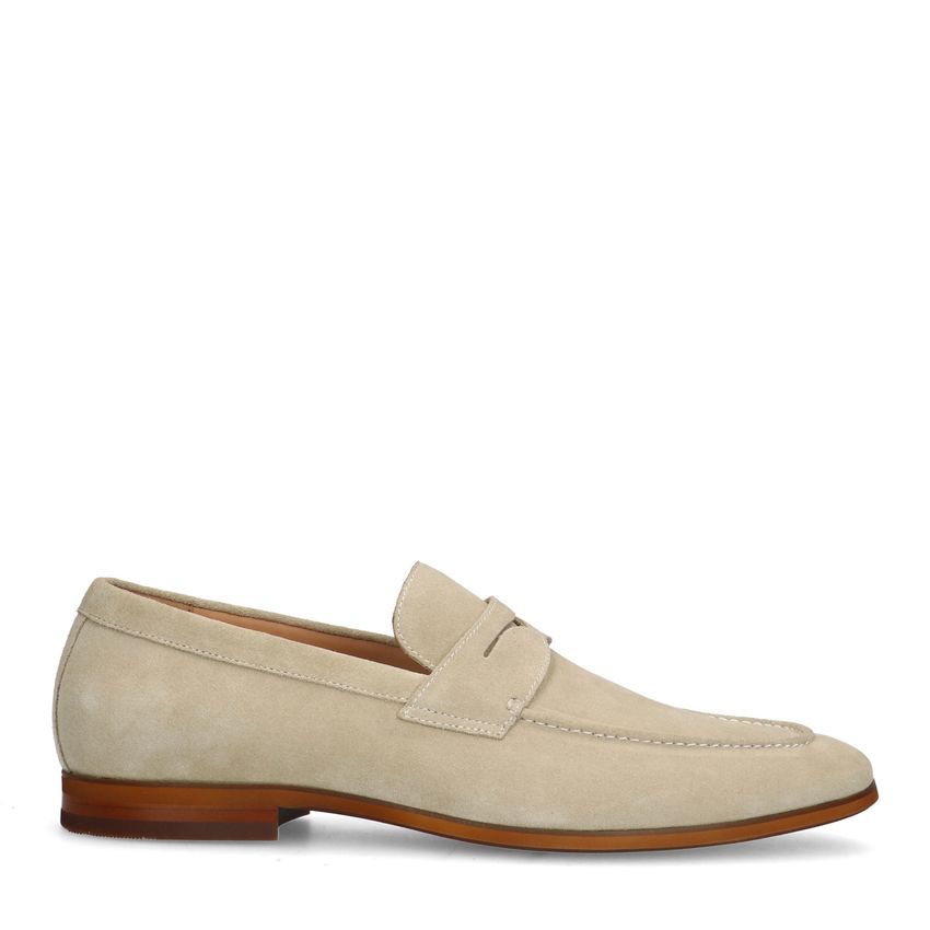 Beigefarbene Veloursleder-Loafer