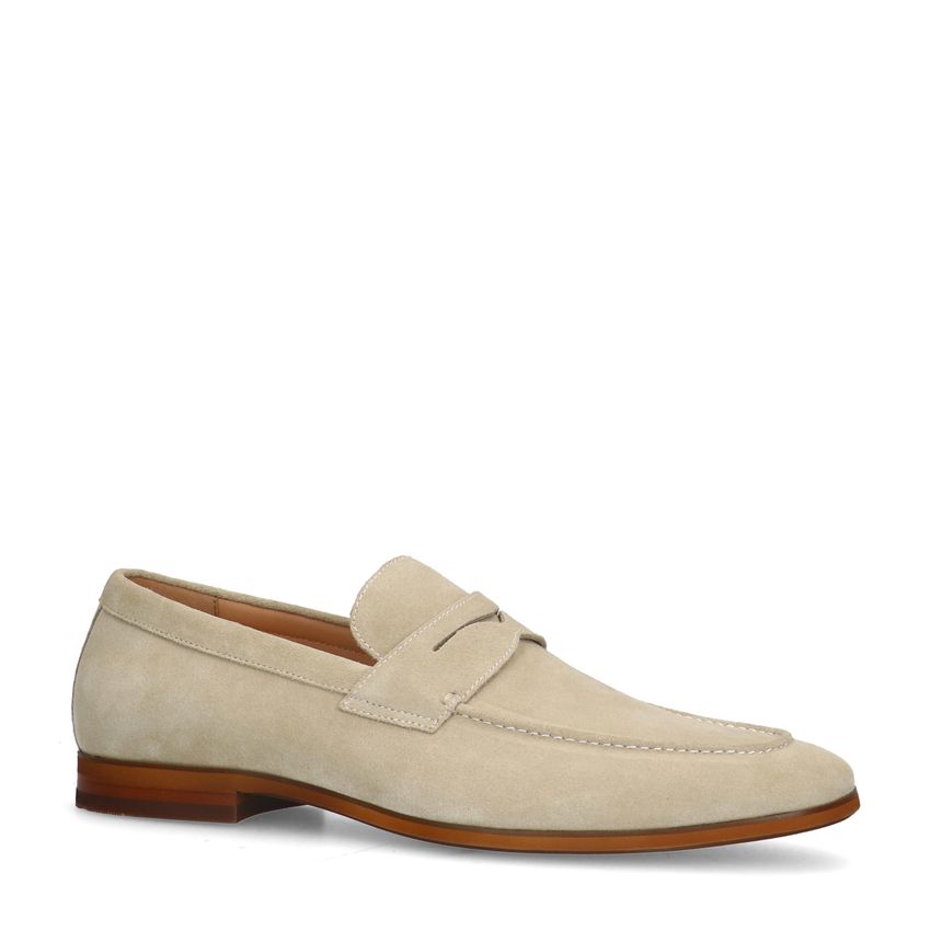 Beigefarbene Veloursleder-Loafer