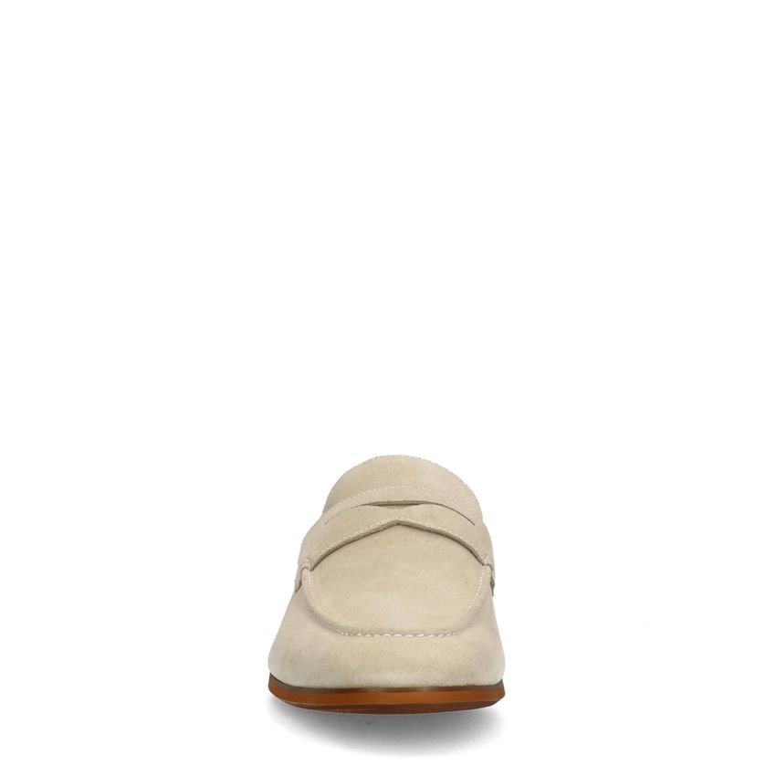 Beigefarbene Veloursleder-Loafer