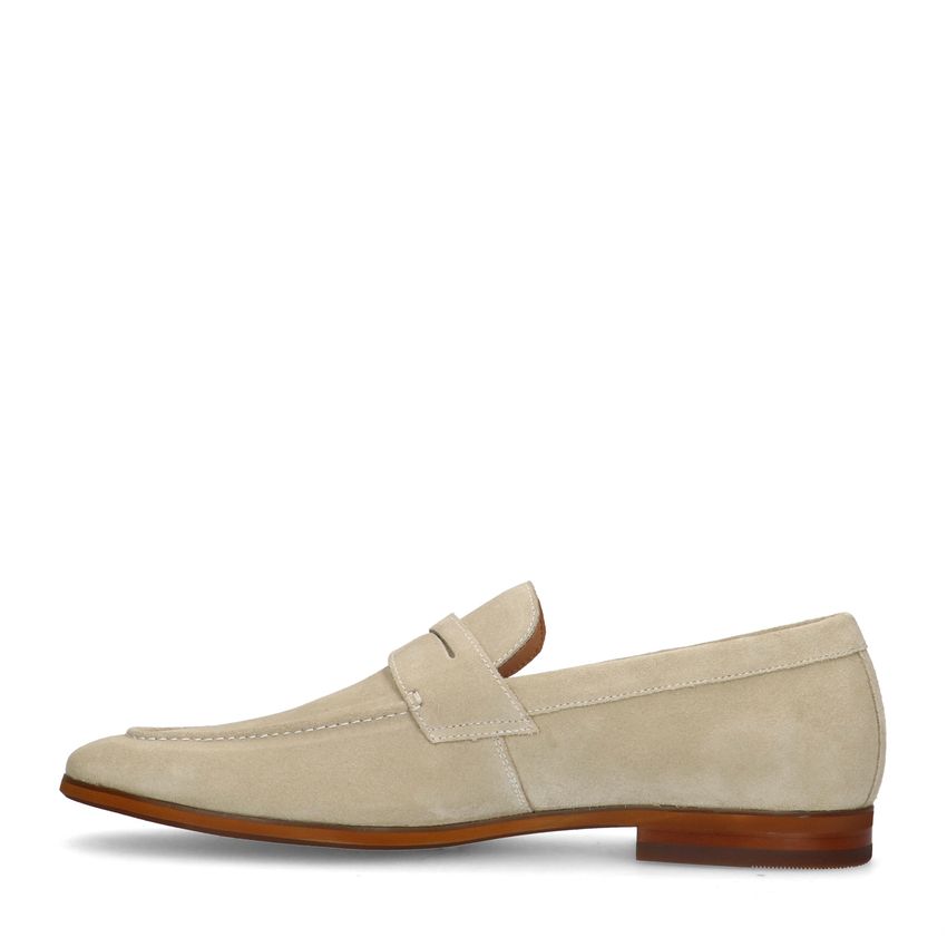 Beigefarbene Veloursleder-Loafer