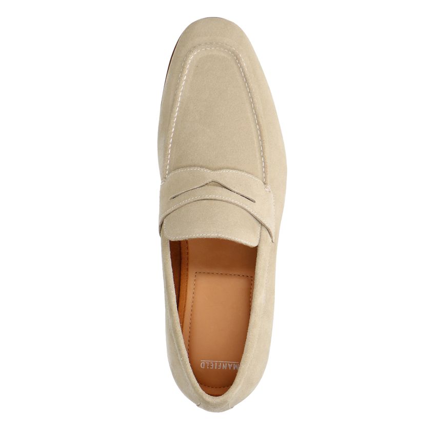 Beigefarbene Veloursleder-Loafer