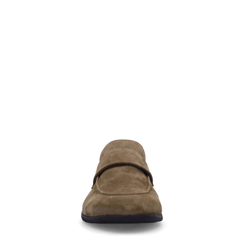 Taupefarbene Veloursleder-Loafer