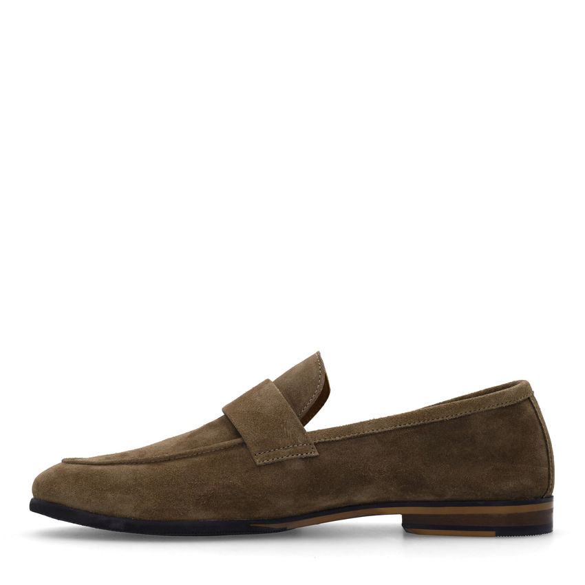 Taupefarbene Veloursleder-Loafer