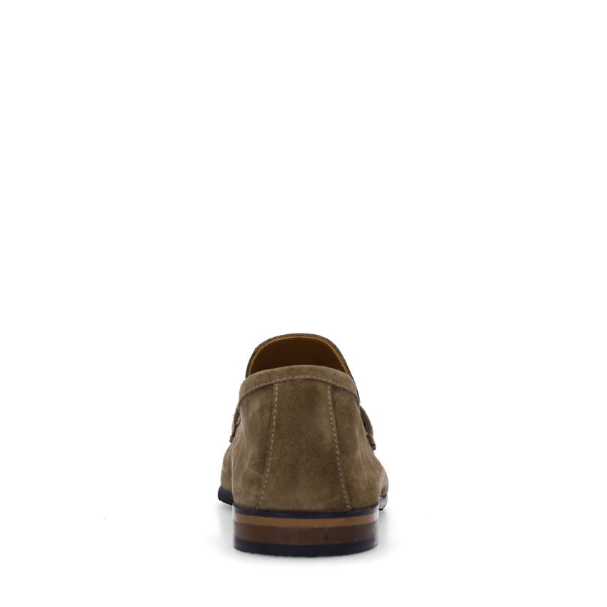 Taupefarbene Veloursleder-Loafer