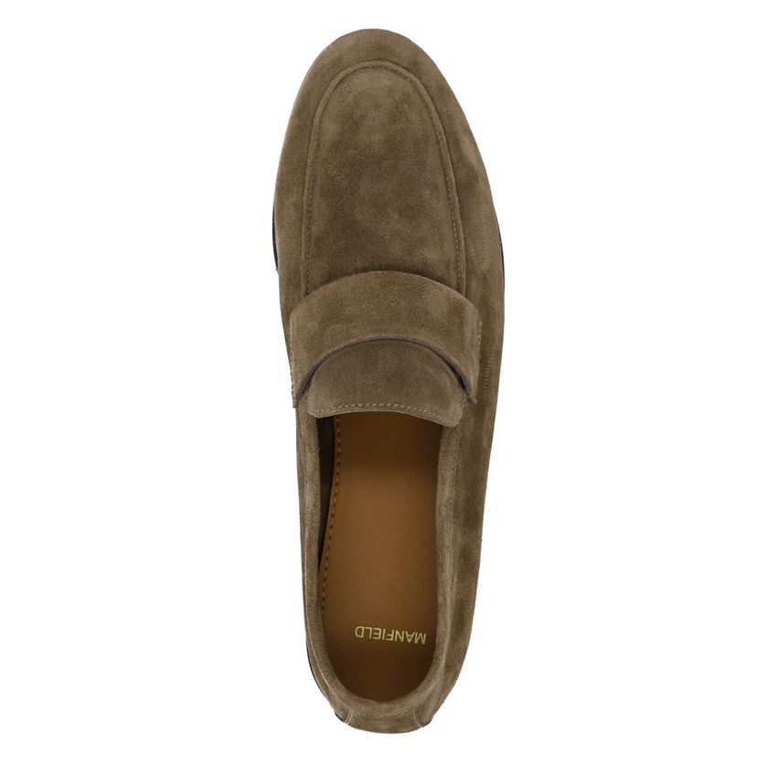 Taupefarbene Veloursleder-Loafer