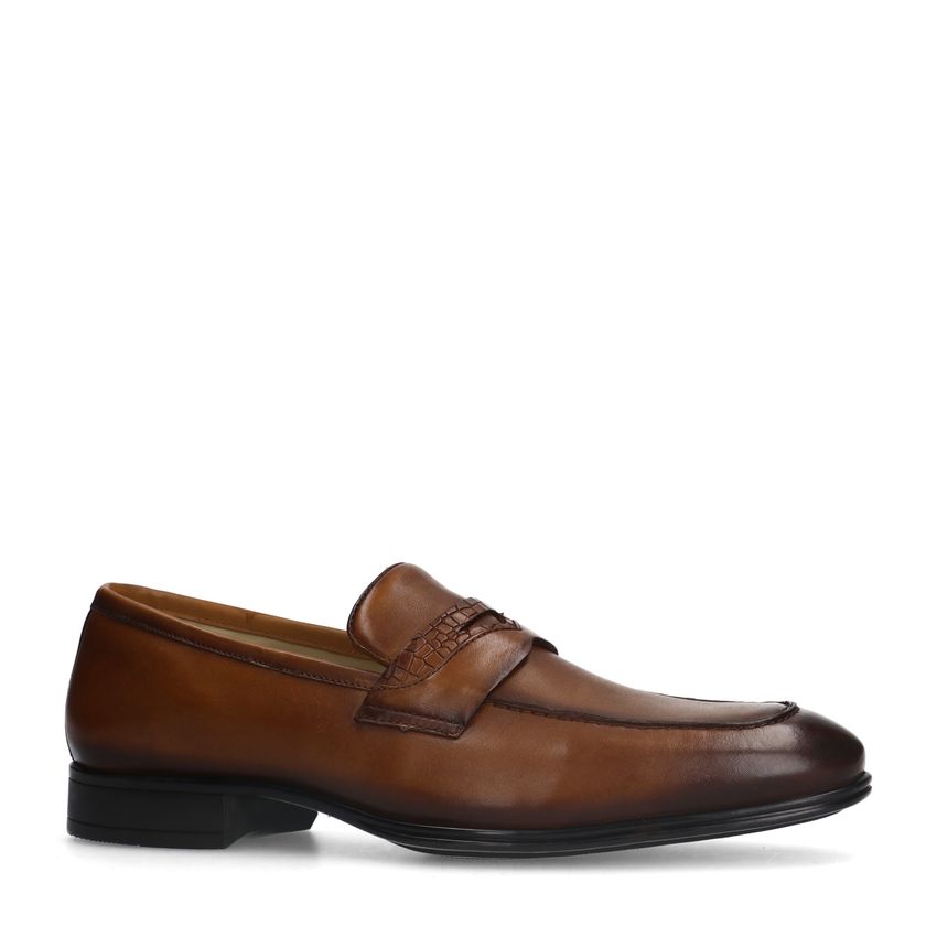 Cognac leren loafers