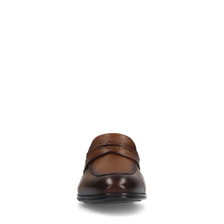 Cognac leren loafers