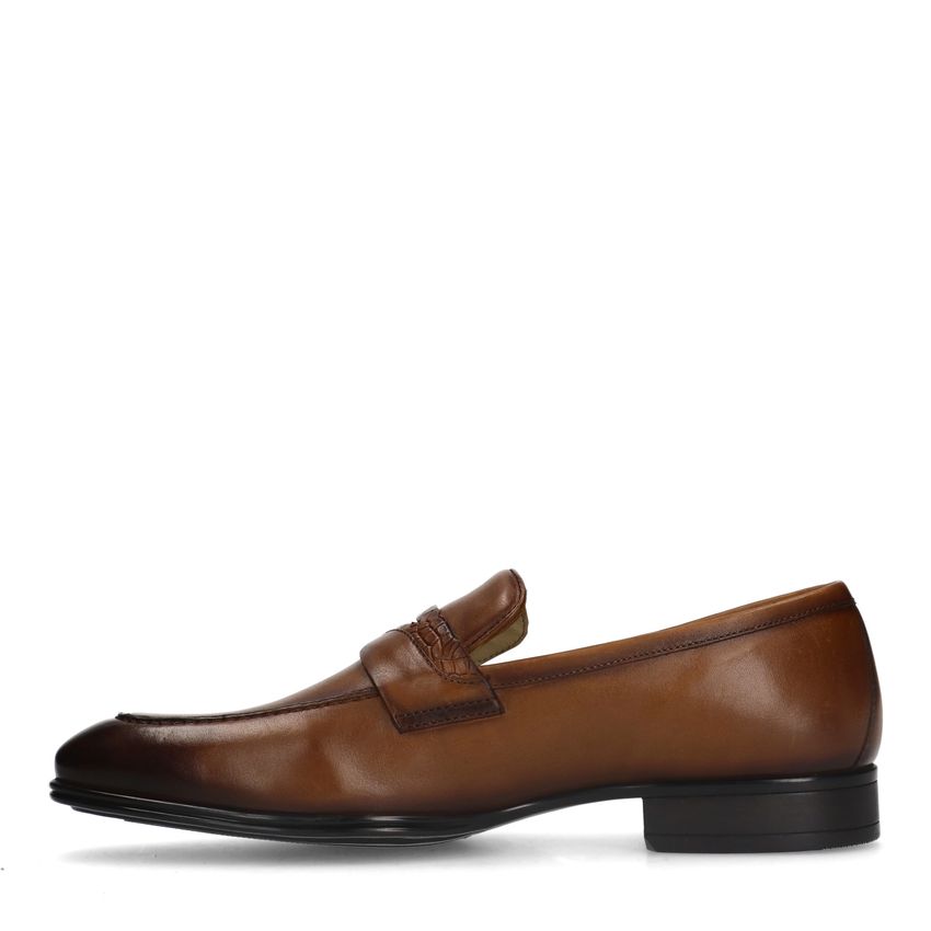 Cognac leren loafers