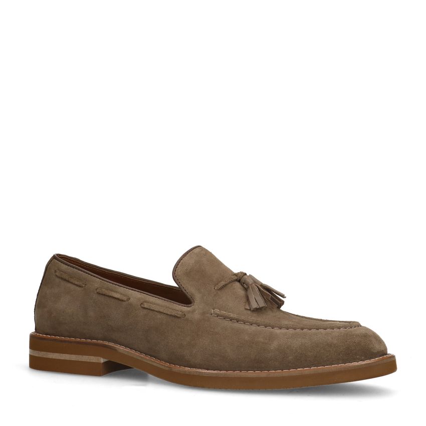 Beigefarbene Veloursleder-Loafer