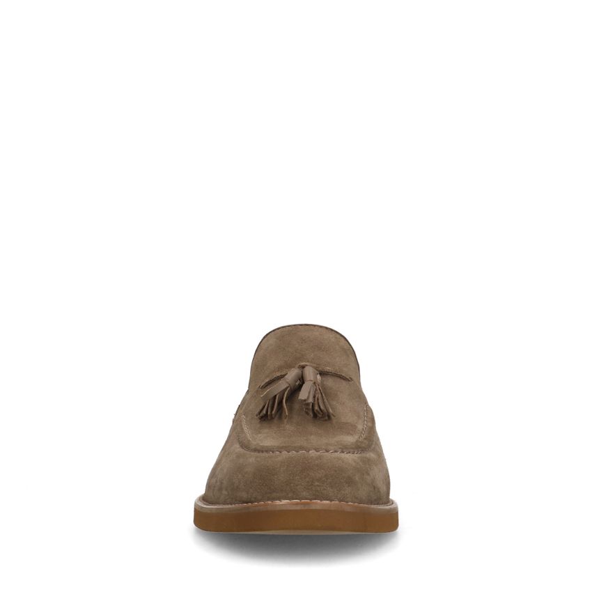 Beigefarbene Veloursleder-Loafer