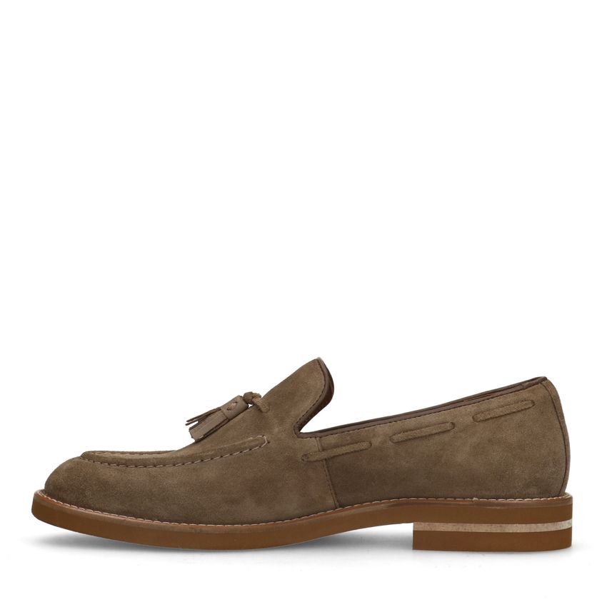 Beigefarbene Veloursleder-Loafer