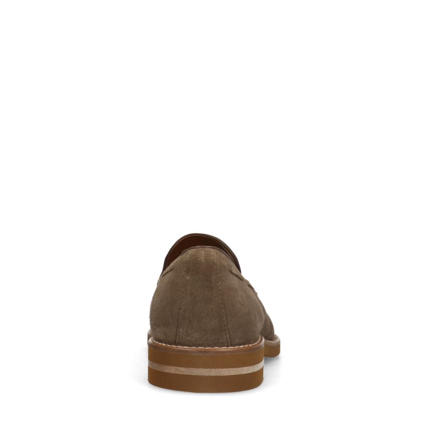 Beigefarbene Veloursleder-Loafer