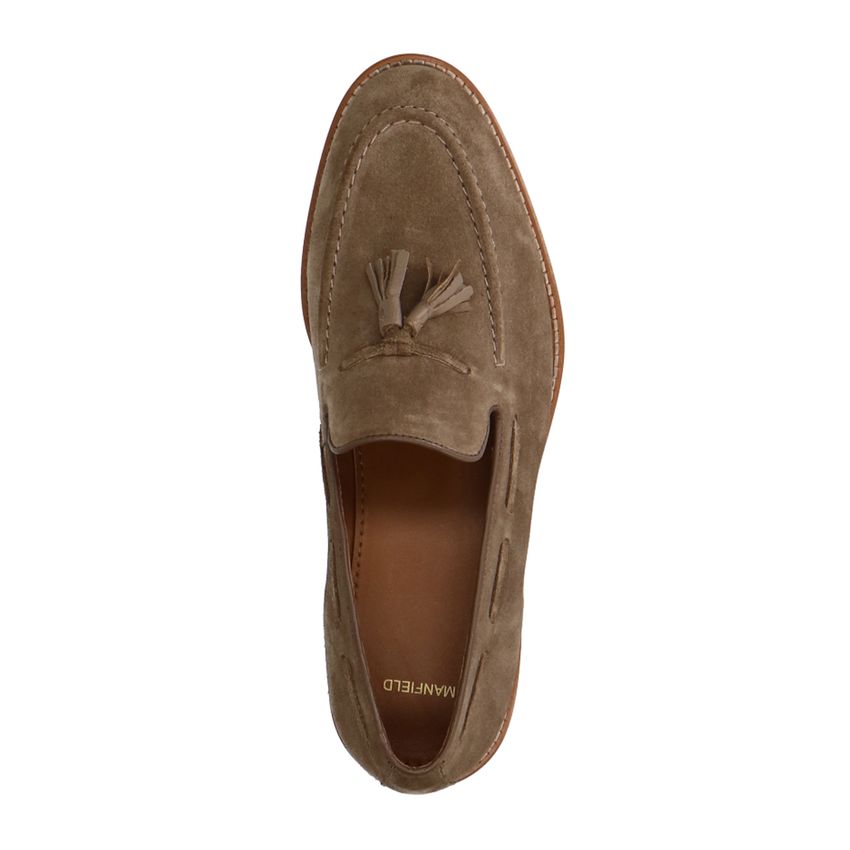 Beigefarbene Veloursleder-Loafer