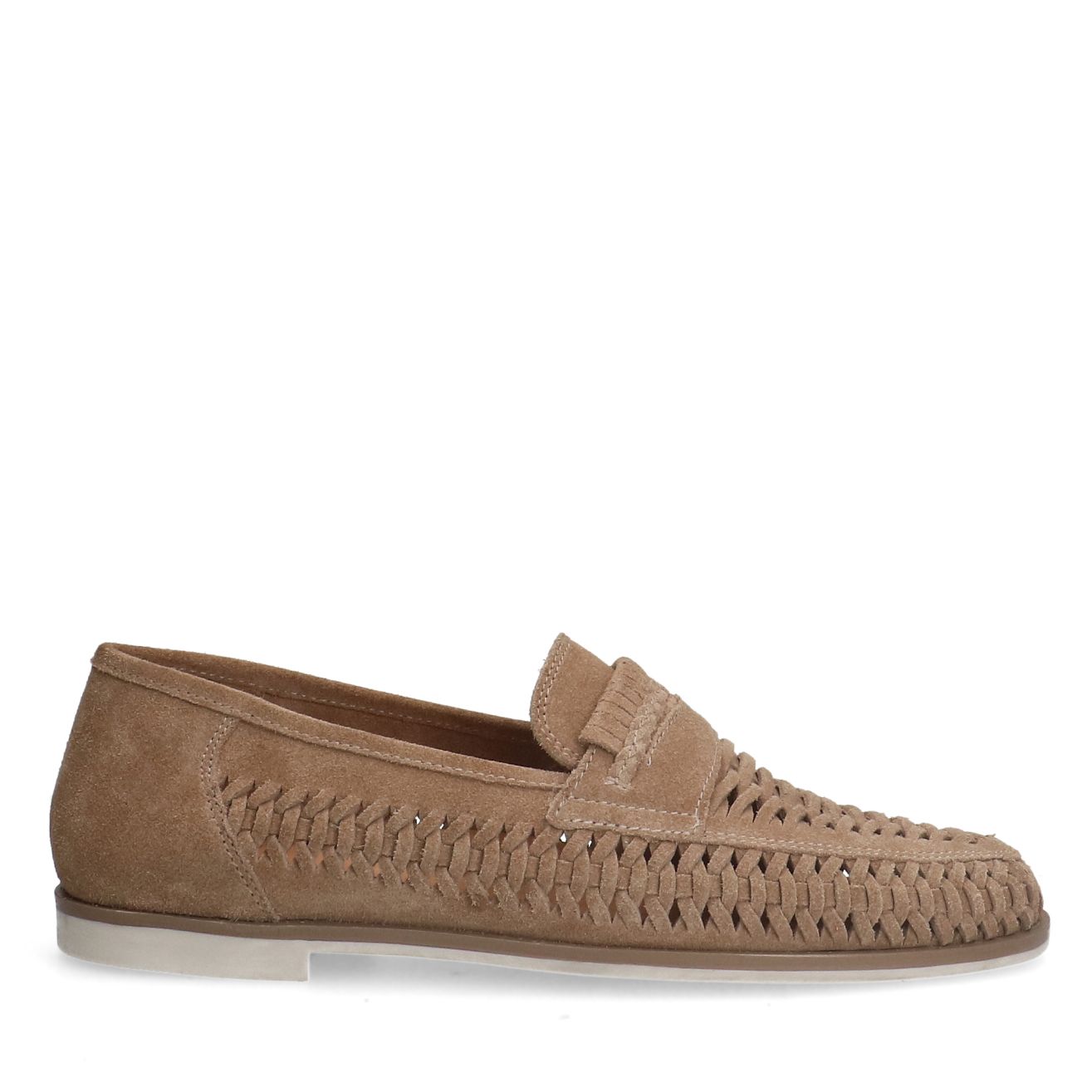 Beigefarbene Veloursleder-Loafer