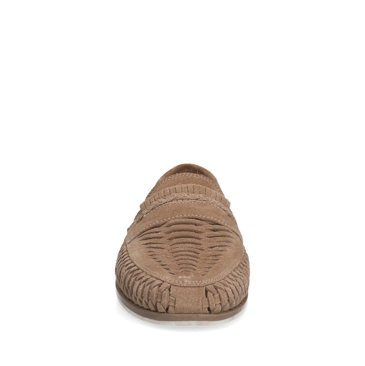 Beigefarbene Veloursleder-Loafer