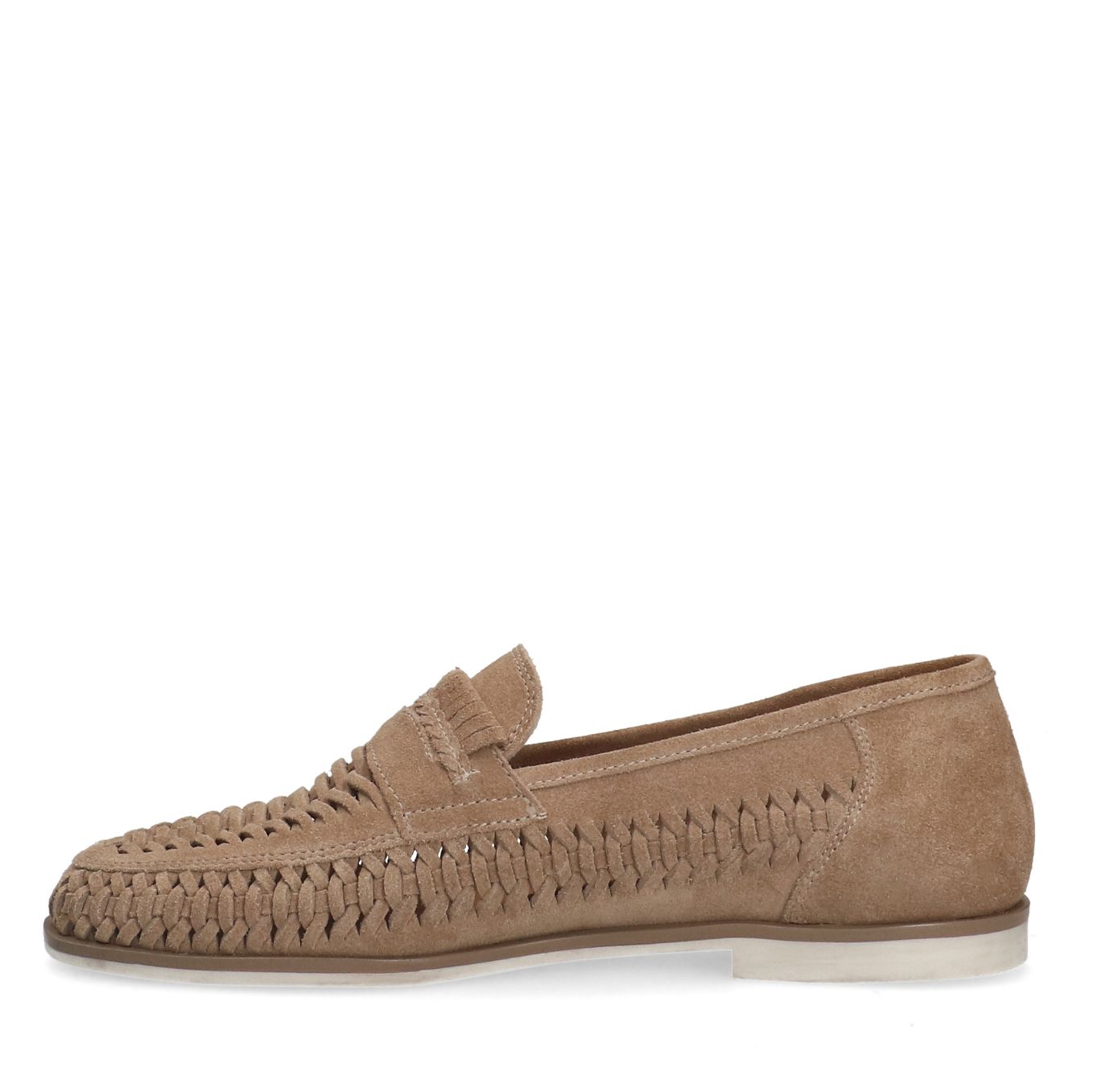 Beigefarbene Veloursleder-Loafer