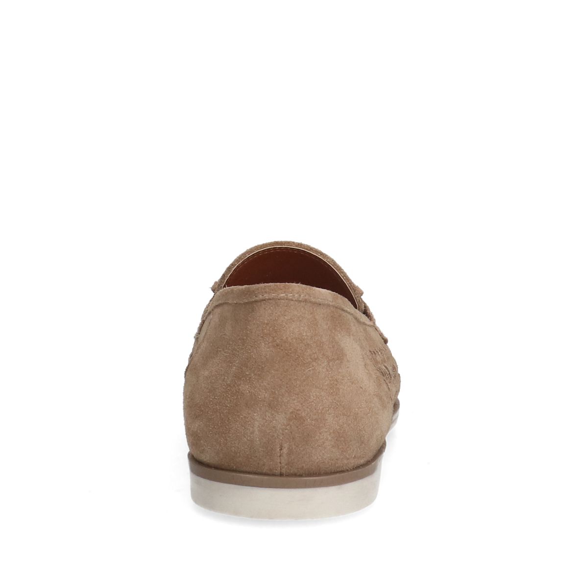 Beigefarbene Veloursleder-Loafer